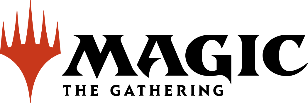 Magic: The Gathering logo featuring a stylized red-orange five-pointed crown symbol to the left and bold black text reading MAGIC THE GATHERING on a light background.