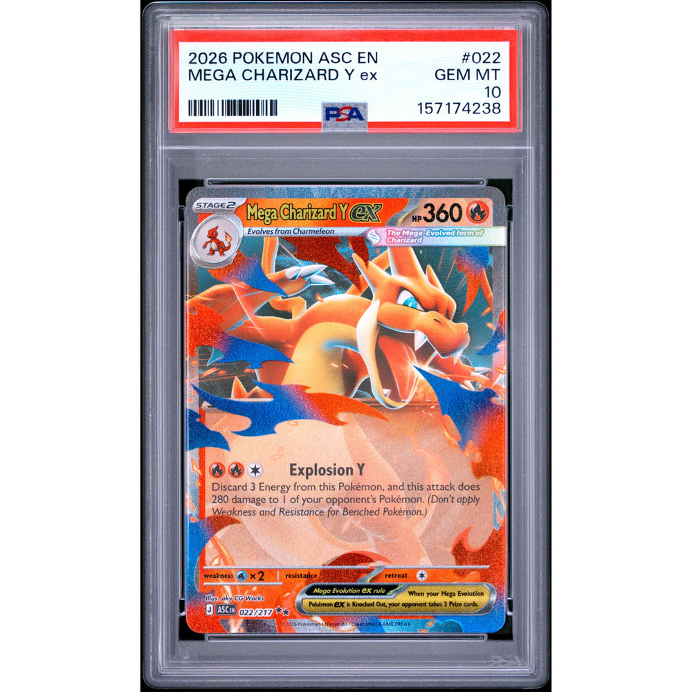 Pokémon TCG: Mega Charizard Y Ex #022 PSA 10 - Ascended Heroes