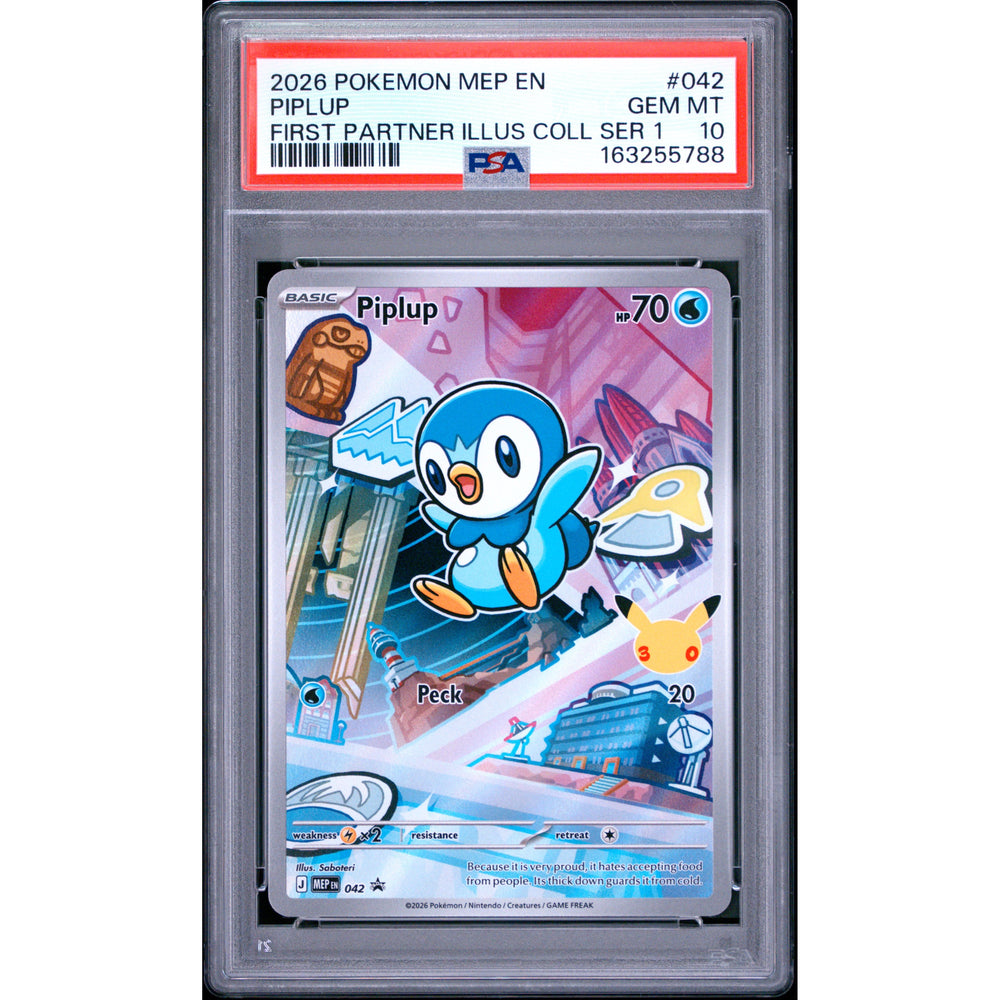 Pokémon TCG: Piplup #042 PSA 10 - Mega Evolution Black Star Promos