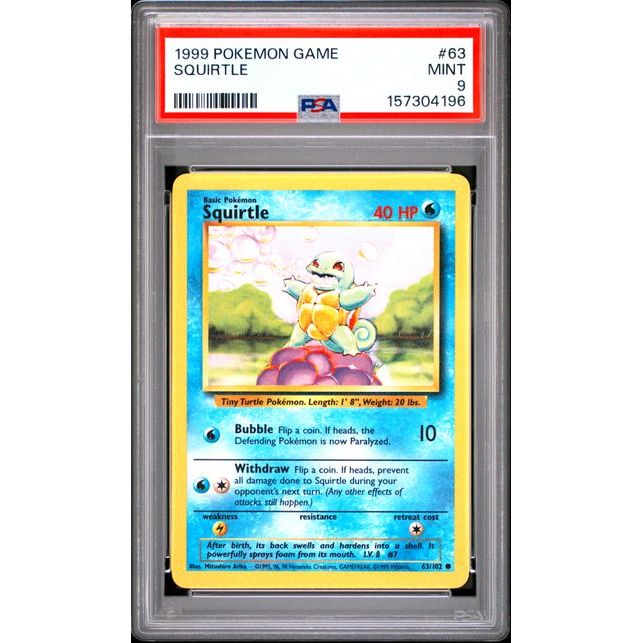 Pokémon TCG: Squirtle #63 PSA 9 - bas