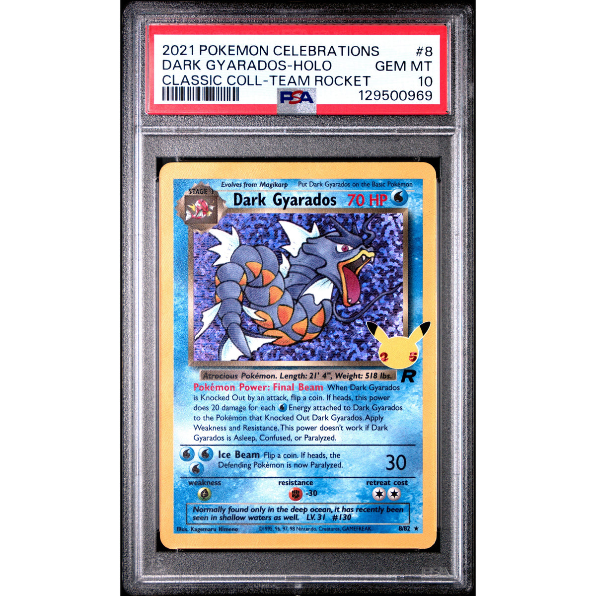 Dark Gyarados Holo #8 PSA 10 – Celebrations Pokémon | Rogerz.dk