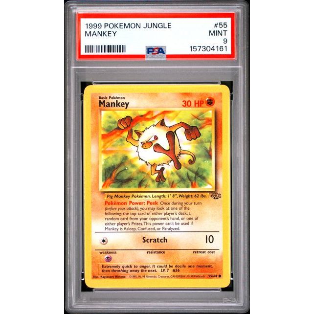 Pokémon TCG: Mankey #55 PSA 9 - Jungle
