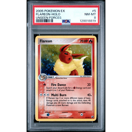 Pokémon TCG: Flareon #5 PSA 8 Holo - Unseen Forces
