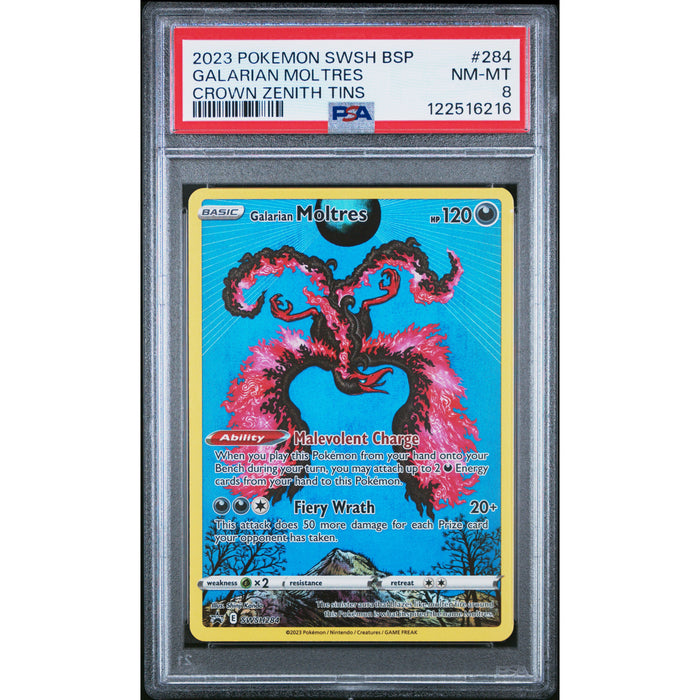 Pokémon TCG: Galarian Moltres #284 PSA 8 - Crown Zenith