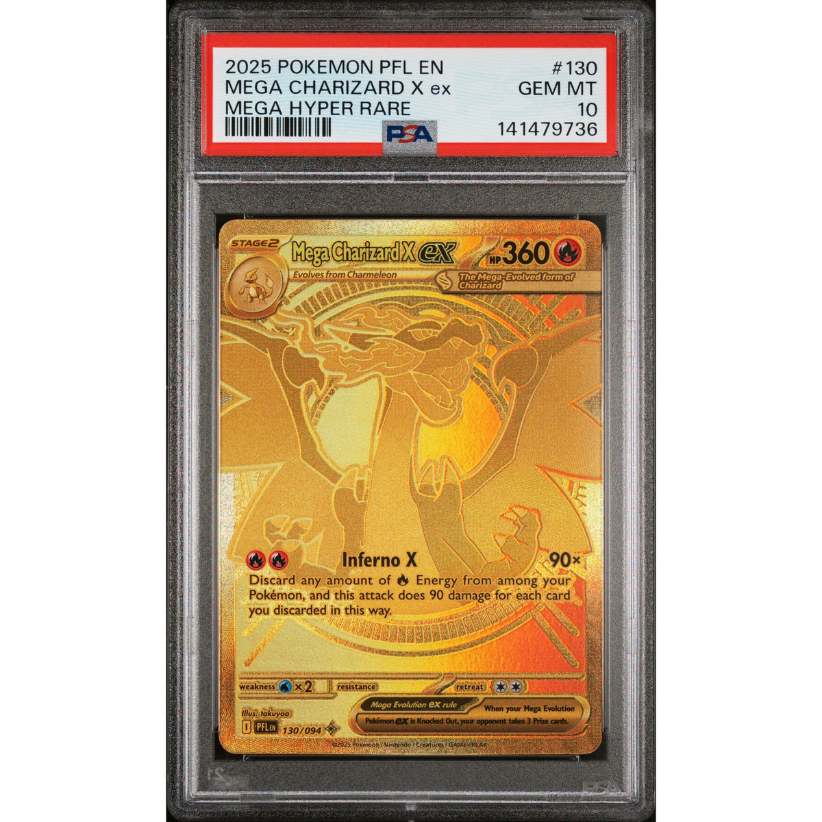 Pokémon TCG: Mega Charizard X Ex #130 PSA 10 - Phantasmal Flames