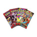 Four assorted Pokémon TCG trading card booster packs from The Pokémon Company’s Pokémon TCG: Mega Latias ex Box, each featuring vibrant artwork with different Pokémon and characters—including highlights from Mega Latias ex—are fanned out in overlapping fashion on a white background.