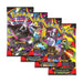 Four Pokémon TCG: Pitch Black Booster Packs by The Pokémon Company are arranged in a fan, each featuring unique Pokémon art and the text "10 additional game cards.