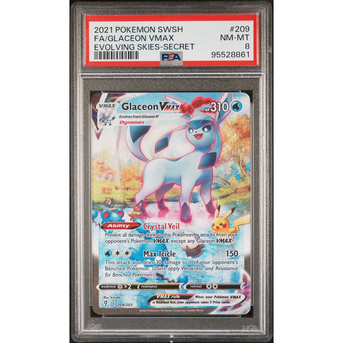 Pokémon TCG: Glaceon Vmax 209 PSA 8 - Evolving Skies