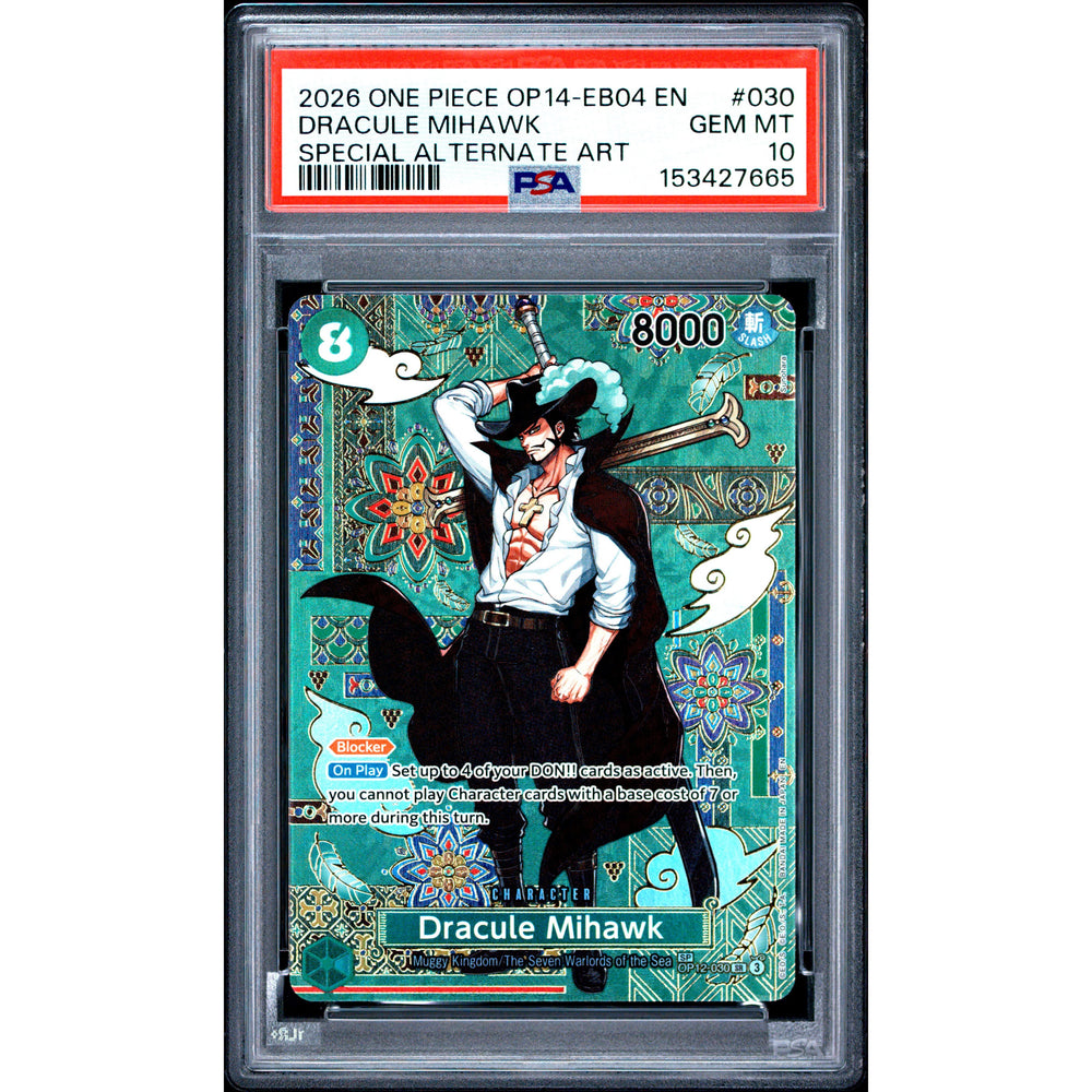 One Piece TCG: Dracule Mihawk #030 PSA 10