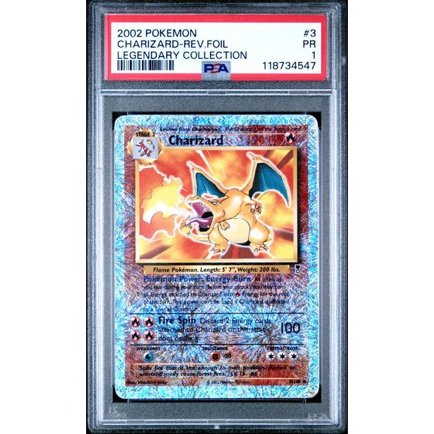 Pokémon TCG: Charizard Reverse Holo #3 PSA 1 - Legendary Collection