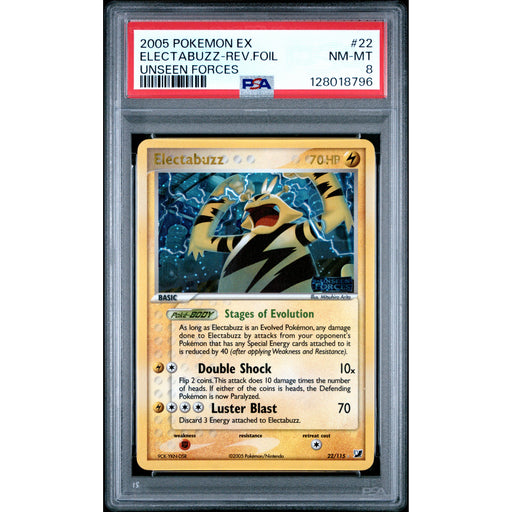 Pokémon TCG: Electabuzz #22 PSA 8 Reverse Holo - Unseen Forces
