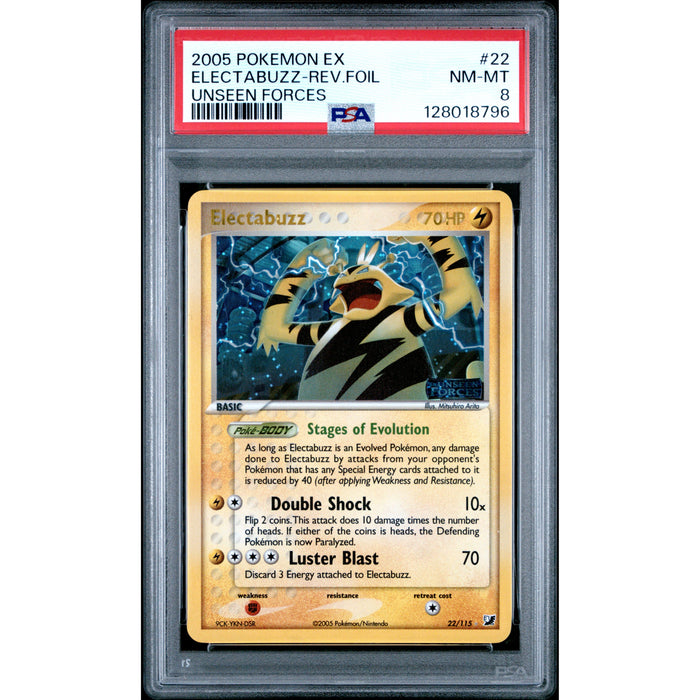 Pokémon TCG: Electabuzz #22 PSA 8 Reverse Holo - Unseen Forces