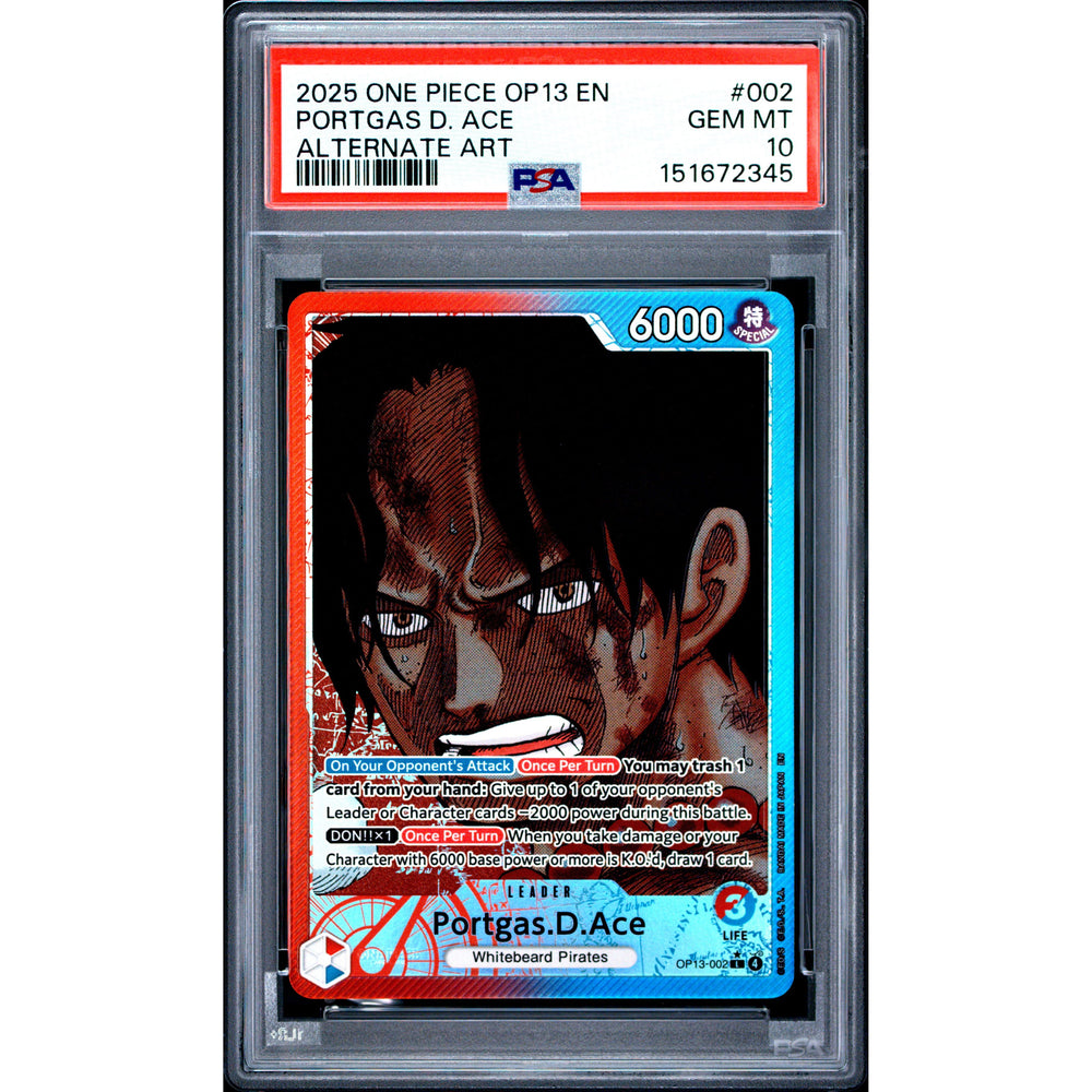 One Piece TCG: Portgas D. Ace #002 PSA 10