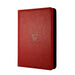 The Gemloader: Premium Samlekortmappe [1024 pockets 4X4] stands upright with a red leather finish, embossed Gemloader logo, and offers ideal TCG/CCG storage with 1024 pockets against a white background.