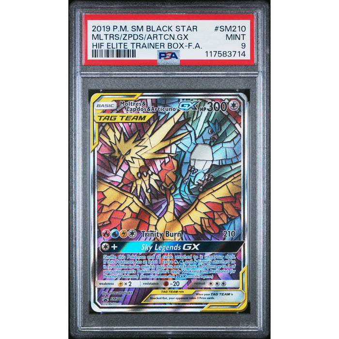 Pokémon TCG: Moltres & Zapdos & Articuno Gx SM210 PSA 9 - Sun & Moon Black Star Promo
