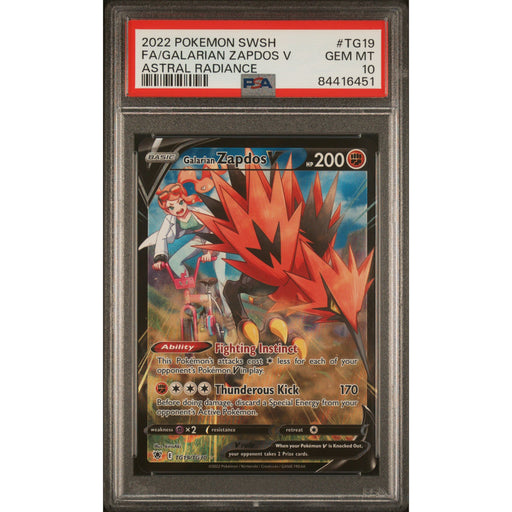 Pokémon TCG: Galarian Zapdos V TG19 PSA 10 - Astral Radiance