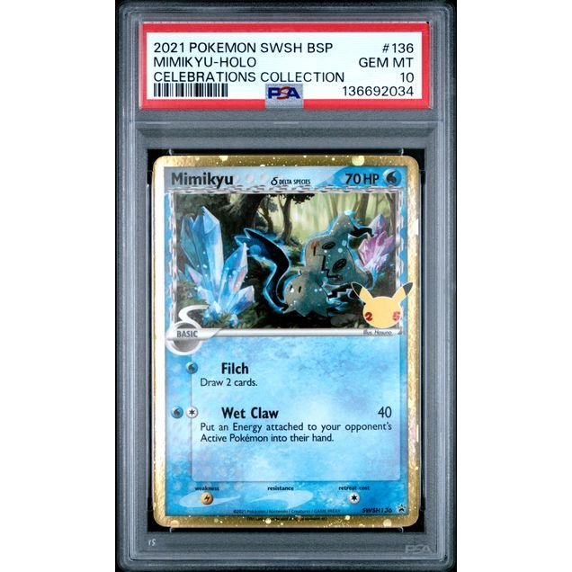 Pokémon TCG: Mimikyu Holo #136 PSA 10 - Celebrations