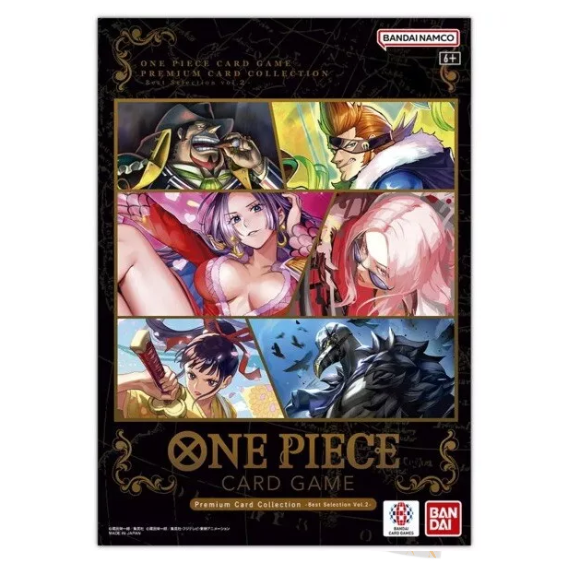Bandai One Piece Card Game: Premium Card Collection - Best Selection Vol.2 packaging featuring a collage of characters from the series.