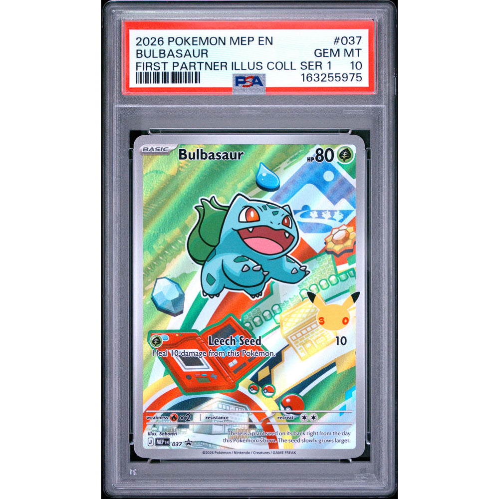 Pokémon TCG: Bulbasaur #037 PSA 10 - Mega Evolution Black Star Promo