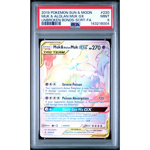 Pokémon TCG: Muk & Alolan Muk Gx #220 PSA 9 - Unbroken Bonds-143218004