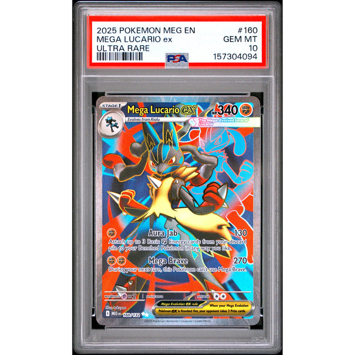 Pokémon TCG: Mega Lucario Ex #160 PSA 10-157304094