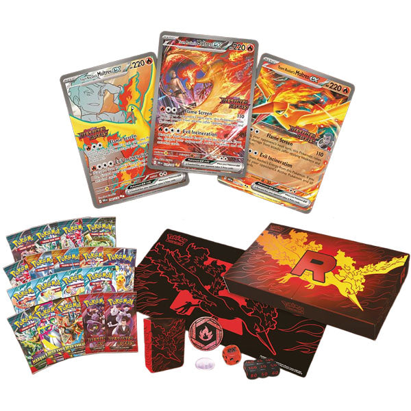 pokemon trading card game: team rocket moltres ex ultra-premium collection has been REVEALED!!!! Includes - - 3 foil cards featuring Team Rocket's Moltres ex, each with different art Give your Moltres Ultra Premium Collection a stronger level of protection with a thick acrylic display solution made for collectors X1 Pokemon TCG Team Rocket's