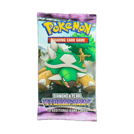 A sealed Pokémon TCG: Stormfront Booster Pack from The Pokémon Company features the character Torterra on the front.