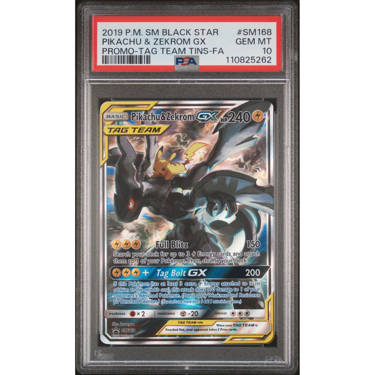 Pokémon TCG: Pikachu & Zekrom Gx #SM168 PSA 10-110825262