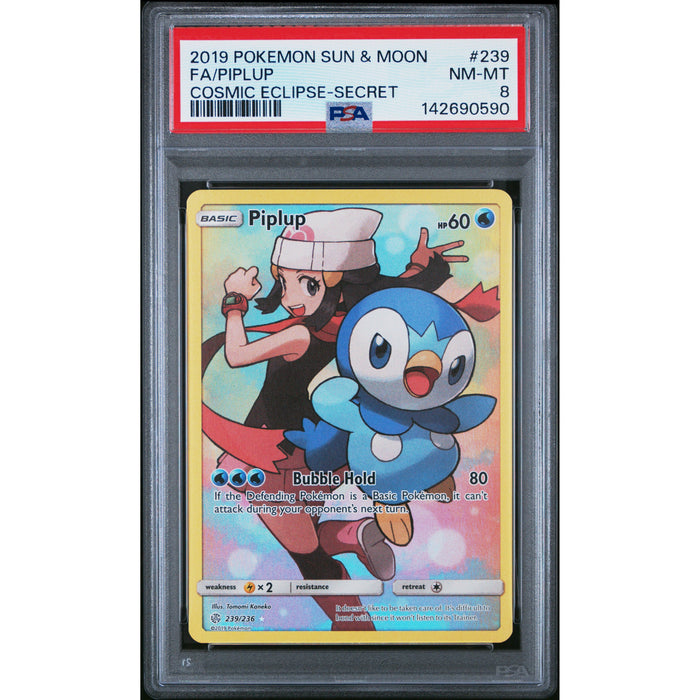 Pokémon TCG: Piplup #239 PSA 8 - Cosmic Eclipse-142690590