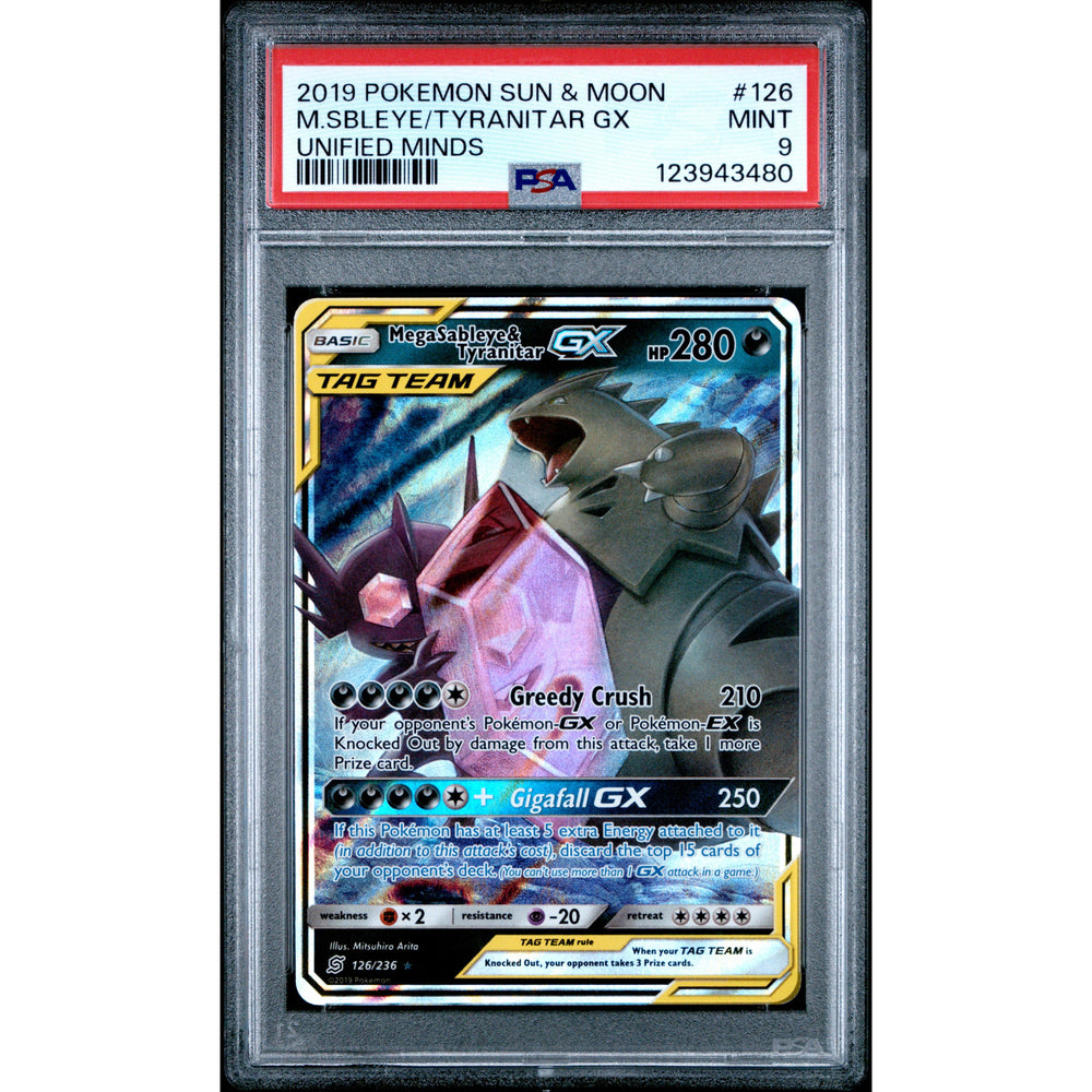 Pokémon TCG: Mega Sableye och Tyranitar Gx #126 PSA 9 - Unified Minds