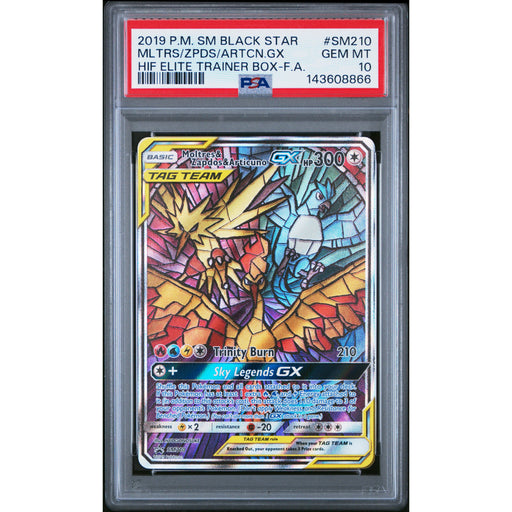 Pokémon TCG: Moltres & Zapdos & Articuno Gx SM210 PSA 10 - Sun & Moon Black Star Promo-143608866