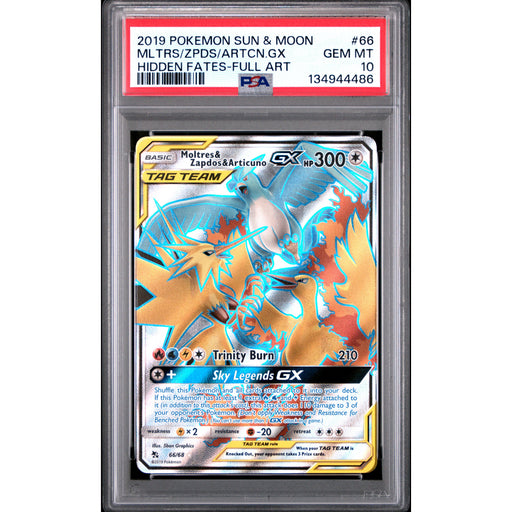 Pokémon TCG: Moltres & Zapdos & Articuno Gx #66 PSA 10 - Hidden Fates-134944486