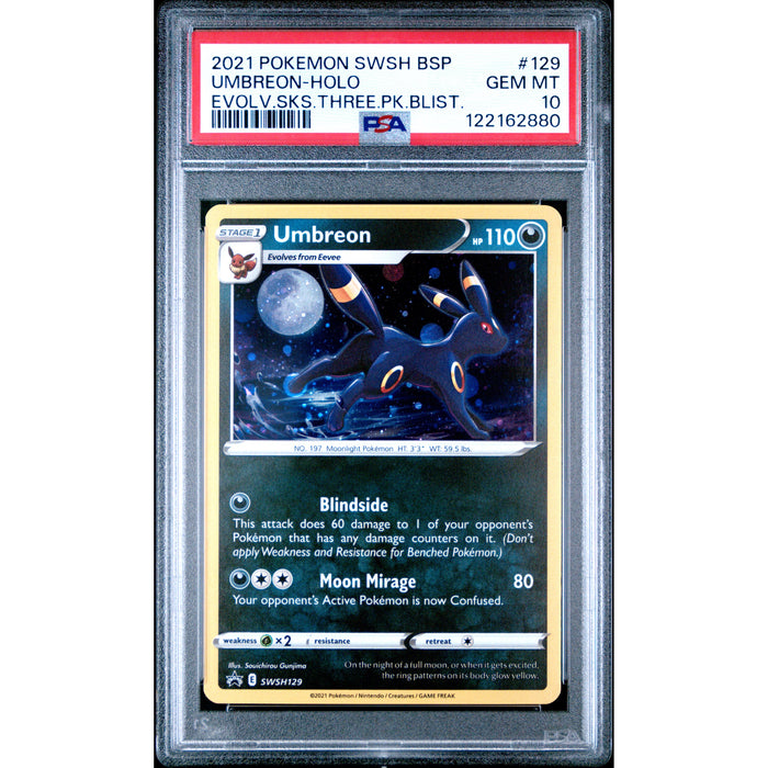 Pokémon TCG: Umbreon #129 PSA 10 Holo - Sword & Shield Black Star Promo-122162880