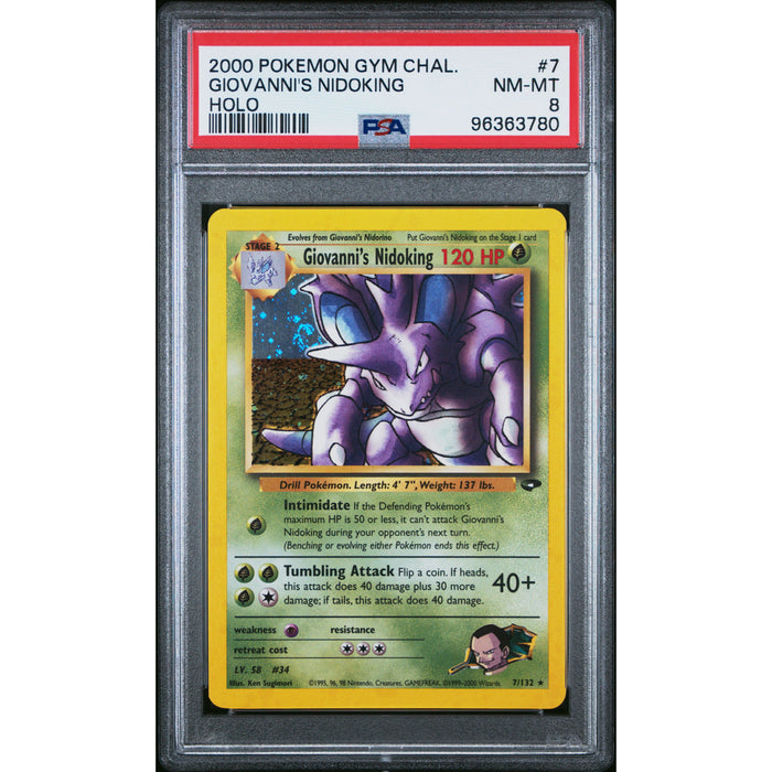 Pokémon TCG: Giovanni's Nidoking #7 PSA 8 - Gym Challenge