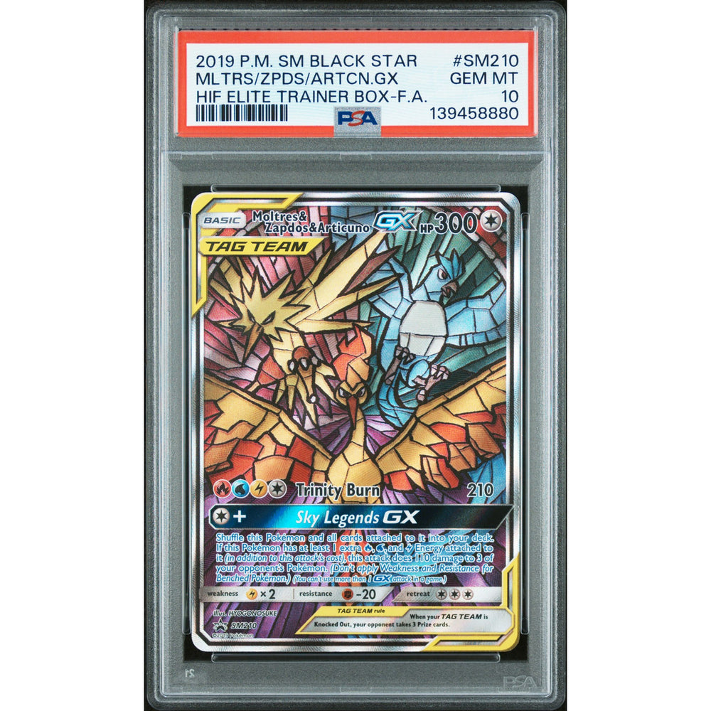 Pokémon TCG: Moltres & Zapdos & Articuno Gx #SM210 PSA 10 - SM Black Star Promos
