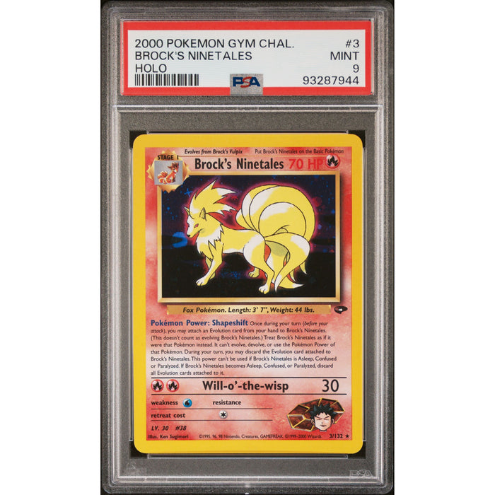 Pokémon TCG: Brock's Ninetales 3 PSA 9 - Gym Challenge
