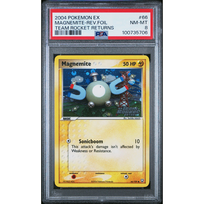 Pokémon TCG: Magnemite 66 PSA 8 Reverse Holo - Team Rocket Returns