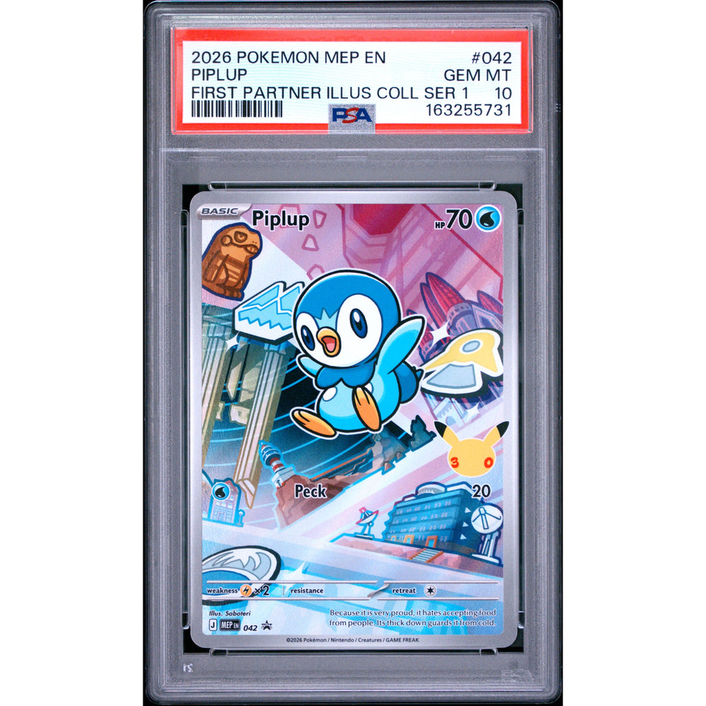 Pokémon TCG: Piplup #042 PSA 10 - Mega Evolution Black Star Promos