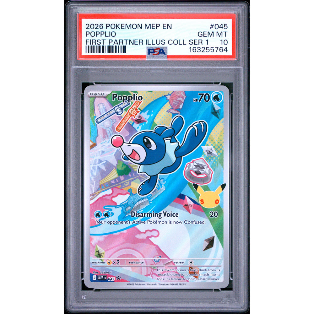 Pokémon TCG: Popplio #045 PSA 10 - Mega Evolution Black Star Promos
