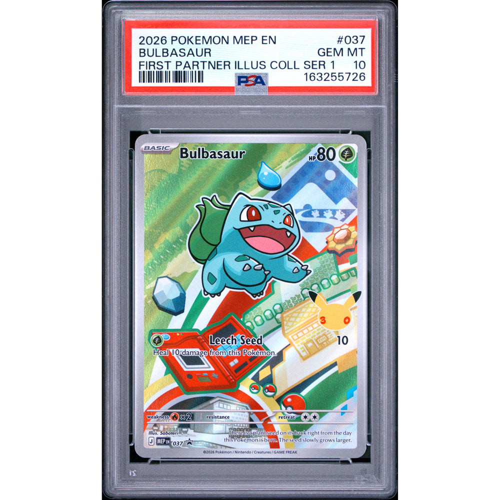 Pokémon TCG: Bulbasaur #037 PSA 10 - Mega Evolution Black Star Promo