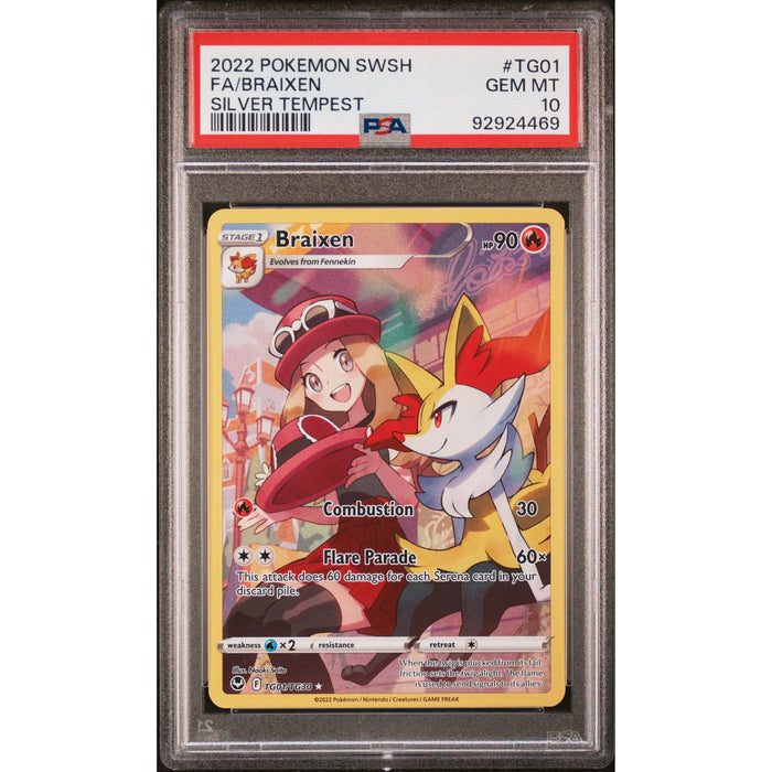 Pokémon TCG: Braixen TG01 PSA 10 - Silver Tempest-92924469
