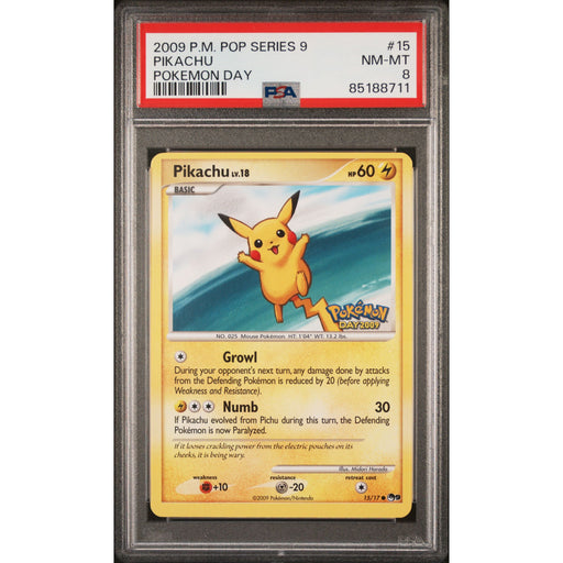 Pokémon TCG: Pikachu #15 PSA 8 - Pop Series 9