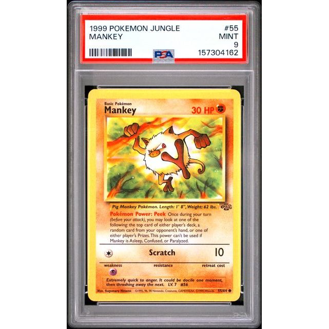 Pokémon TCG: Mankey #55 PSA 9 - Jungle