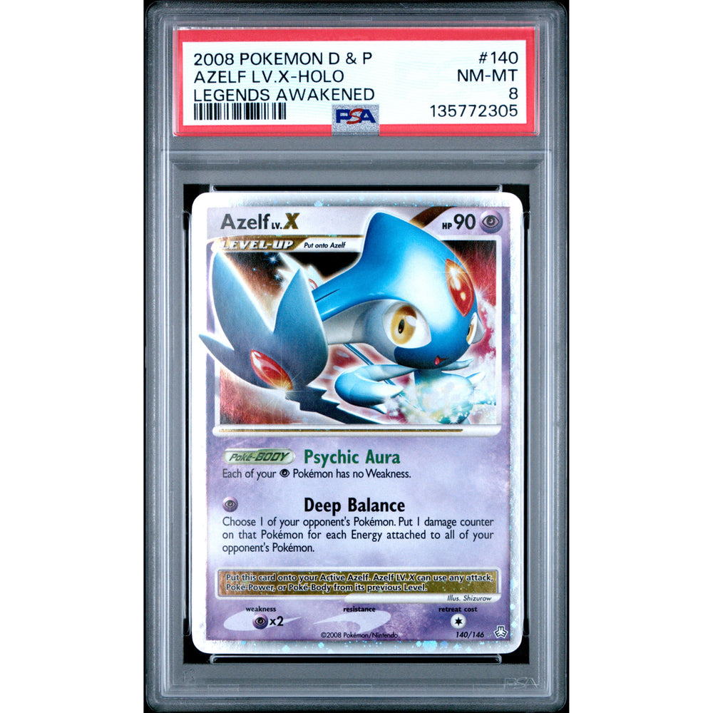 Pokémon TCG: Azelf Lv.X #140 PSA 8 Holo - Legends Awakened