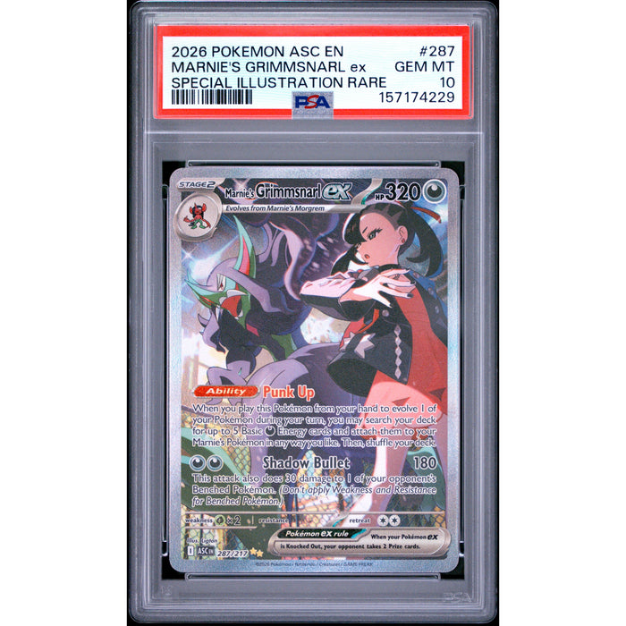 Pokémon TCG: Marnie's Grimmsnarl Ex #287 PSA 10-157174229