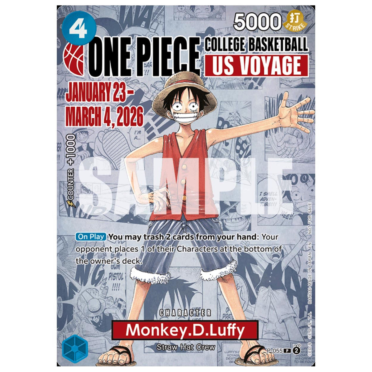 One Piece Card Game Luffy P-055 College Basketball Promo | Rogerz.dk
