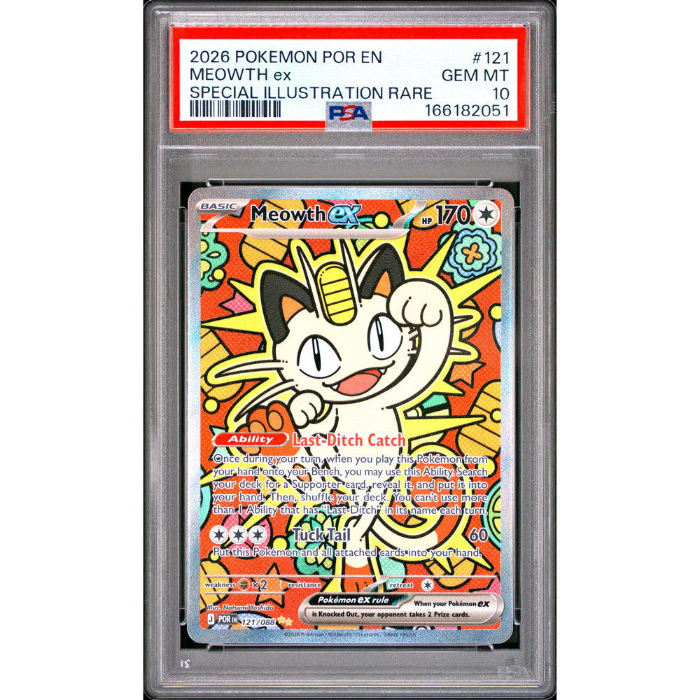 Pokémon TCG: Meowth Ex #121 PSA 10 - Perfect Order