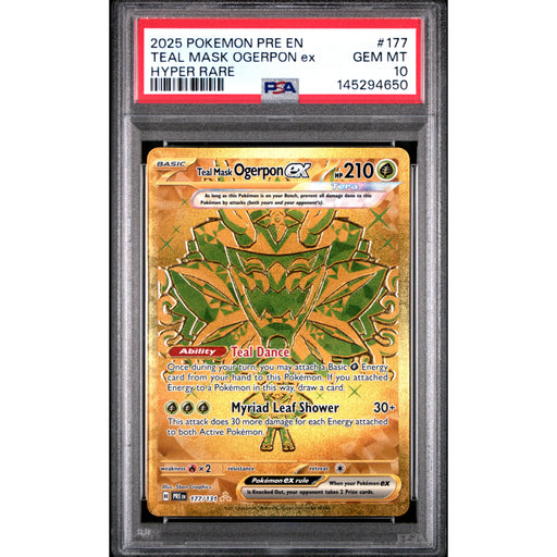 Pokémon TCG: Teal Mask Ogerpon Ex #177 PSA 10 - Prismatic Evolutions-145294650