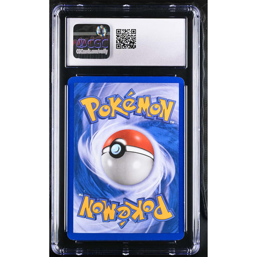 A graded Pokémon TCG: Alakazam [Gold Star] #99 card from The Pokémon Company is displayed in a clear CGC case, showing the card’s back with a Poké Ball and the Pokémon logo. At the top of the case, a label with a QR code and CGC 8 branding is visible.