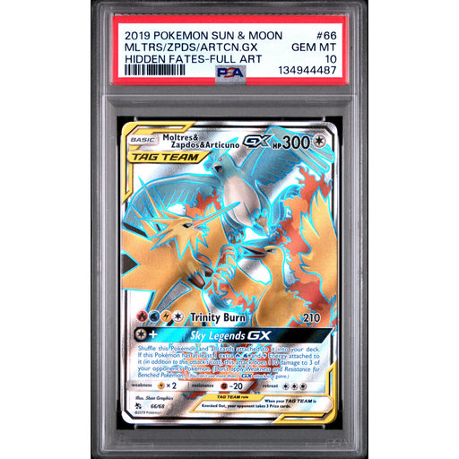 Pokémon TCG: Moltres & Zapdos & Articuno Gx #66 PSA 10 - Hidden Fates-134944487